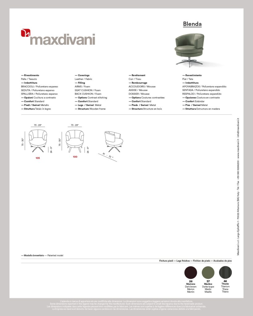 Fiche technique blenda Maxdivani