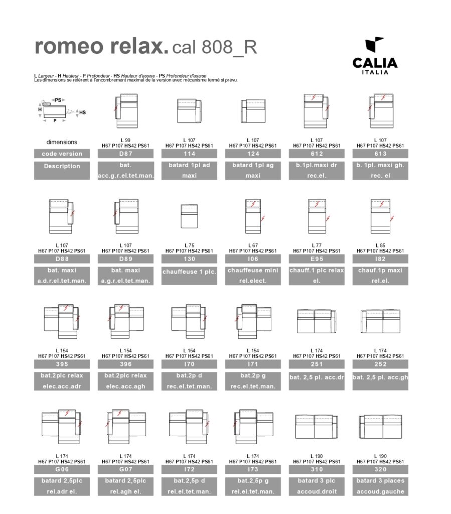 Fiche technique ROMEO calia