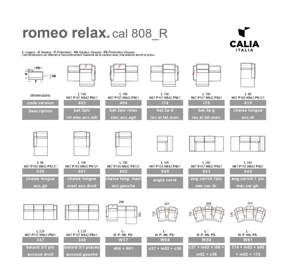 Fiche technique ROMEO calia