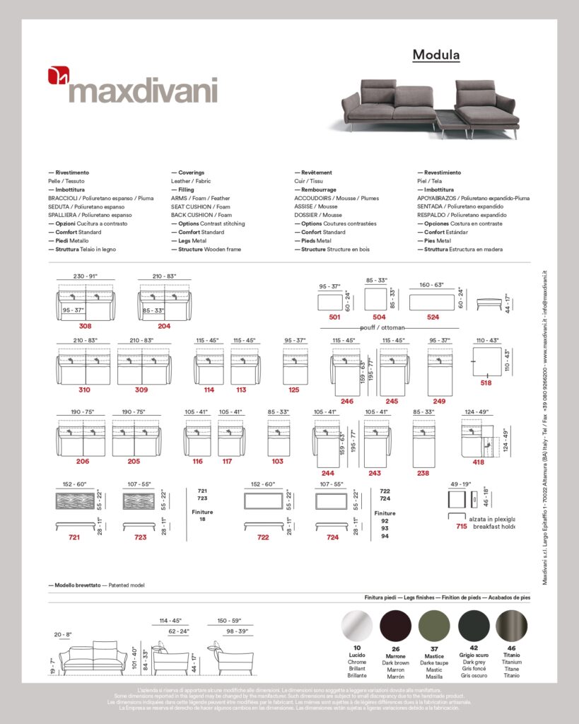 Fiche technique modula Maxdivani