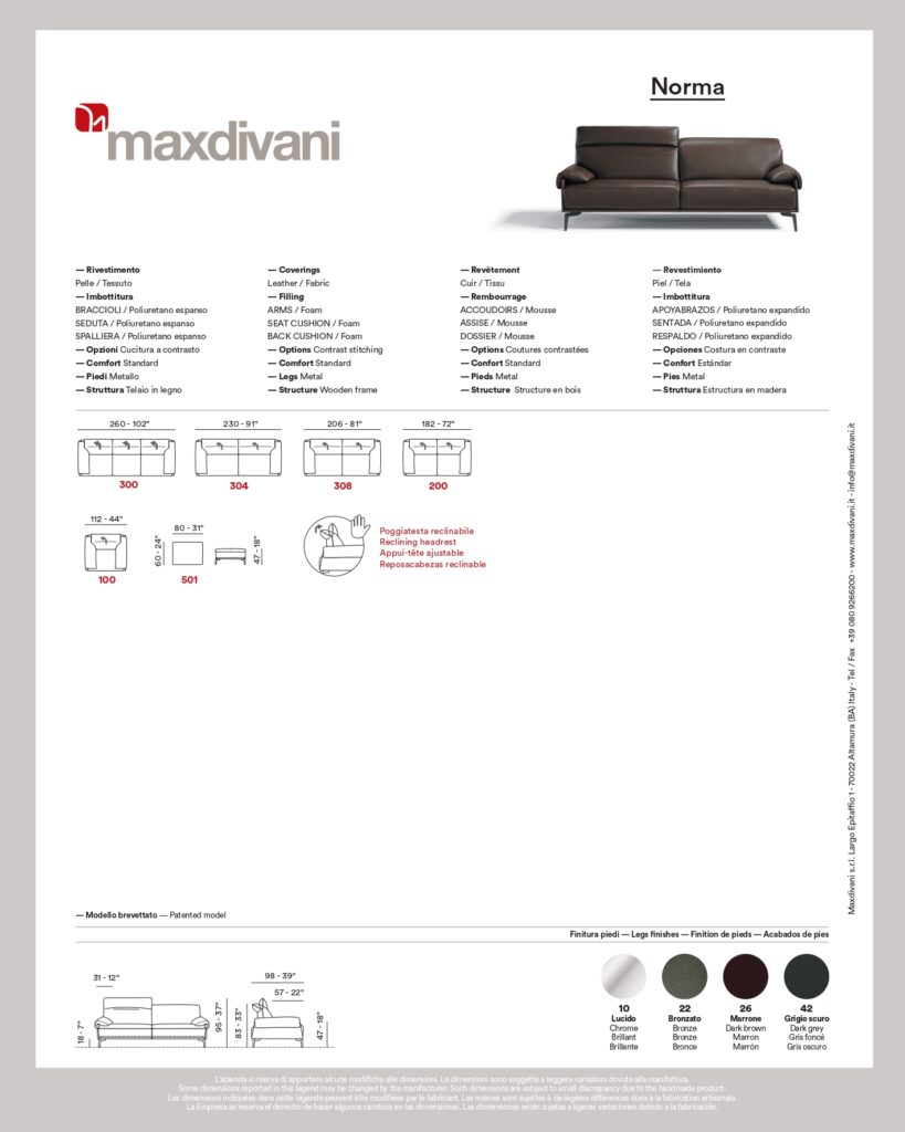 Fiche technique norma Maxdivani